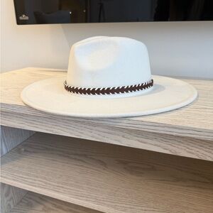 Elegant Cream Fedora with Brown Accent